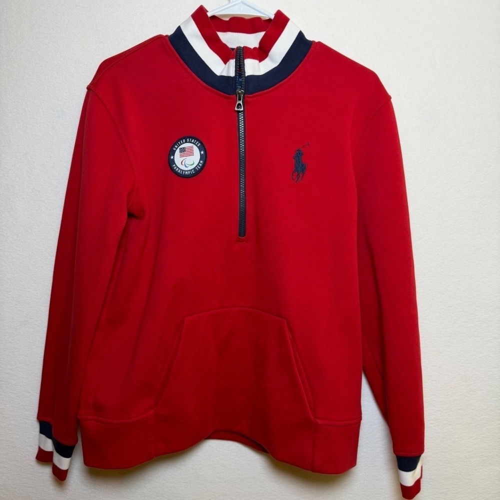 Polo Ralph Lauren Womens Medium Team USA Paralympic 1/4 Zip Sweatshirt Pullover